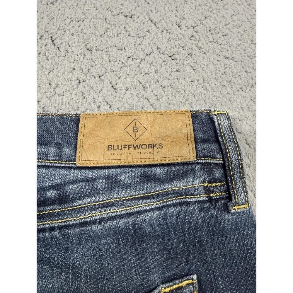 Bluffworks Denim Jeans Mens 32x33 Medium Wash Blue Regular Fit‎ Straight Leg